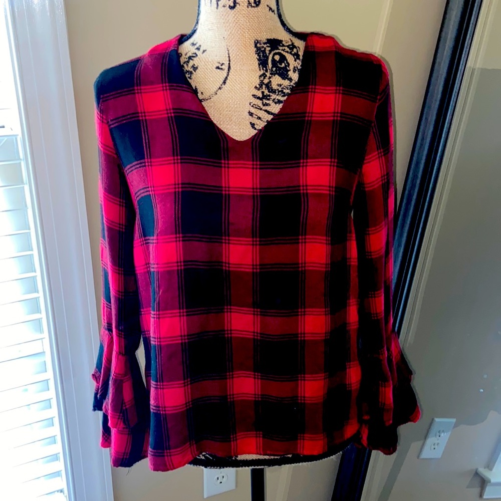 SUGAR+L!PS Red and Black Plaid Shirt